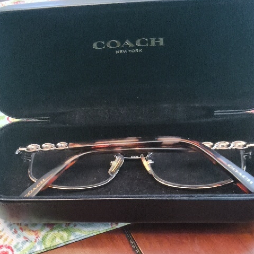 Coach Tortoise and Gold Rimless Glasses with Chain Temples
